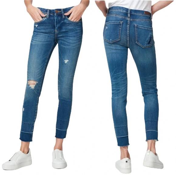 Blank NYC The Reade Crop Mid Rise Distressed Skinny Jeans Size 29 - Picture 1 of 12